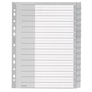 AKTION: LEITZ Ordnerregister 1276 DIN A4 Vollformat, Überbreite blanko grau 15-teilig, 1 Satz mit Prämie nach Registrierung
