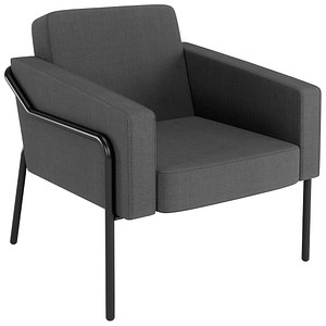 3660141964424 - Sessel meet® by Paperflow MEDSO Klassik L gepolstert Sitzfläche austauschbar B 750 x T 743 x H 736 mm Stoff und Stahl anthrazit mattschwarz