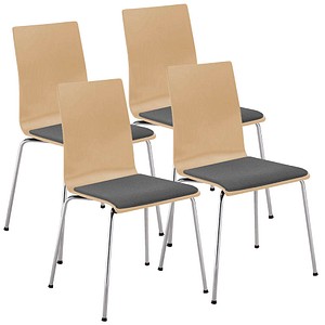 5901747065466 - Besucherstuhl Cafe VII buche grau   chrom ohne Armlehnen 4-Fuß-Gestell 5901747065466 4 Stück