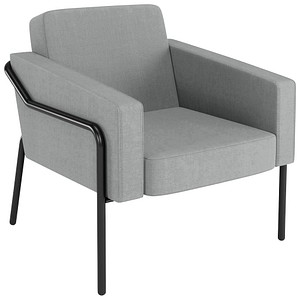 3660141964417 - Sessel meet® by Paperflow MEDSO Klassik L gepolstert Sitzfläche austauschbar B 750 x T 743 x H 736 mm Stoff und Stahl grau mattschwarz