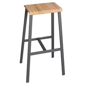 4032062190692 - Barhocker Meeting Point Industriedesign Eiche-Echtholz Furnier Rohstahlbeine Sitzhöhe 770 mm 2 Stück