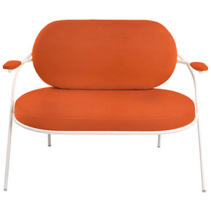 3660141960686 - Zweisitzer Sofa Meet by Paperflow Saturne mit Armlehnen B 1180 x T 730 x H 880 mm Stahlrohr Kunstleder Weiß Rost