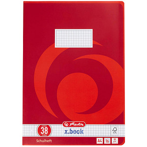 4008113323807 - Schulheft 3323805 xbook Lineatur 38   kariert mit Rand innen außen A4  80g rot 16 Blatt   32 Seiten 4008113323807 Herlitz