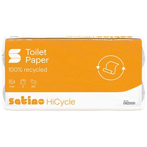 Satino Toilettenpapier HiCycle 3-lagig Recyclingpapier, 8 Rollen