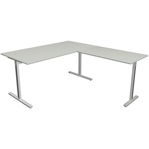 4044917442351 - Schreibtisch Form 1 11013011 65-130cm (H) 160x80cm (BxT) rechteckig lichtgrau   silber 4044917442351 Kerkmann