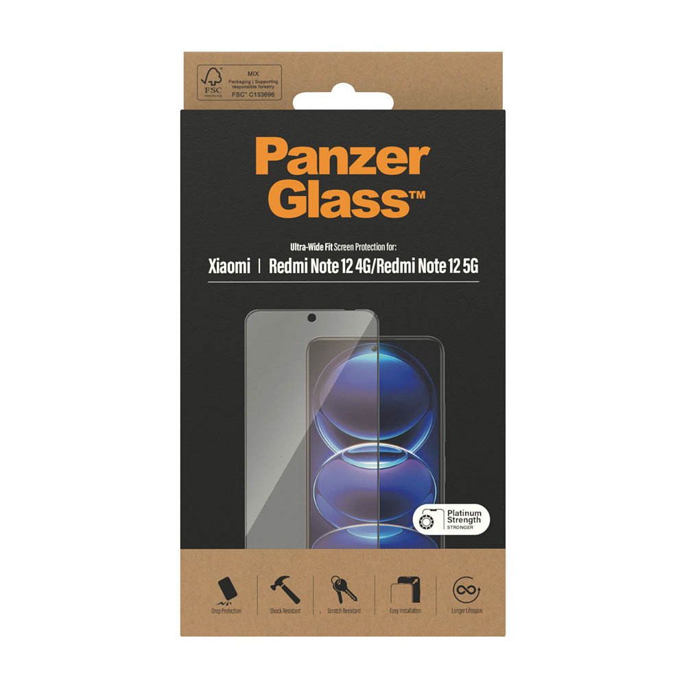 PanzerGlass™ Ultra Wide Fit Display-Schutzglas für Xiaomi Redmi Note 12 4G Redmi Note 12 5G WB11195