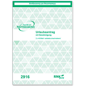 RNK Urlaubsantrag 2916 mit Genehmigung, A5, 2x 40 Blatt 4002871291606 RNK