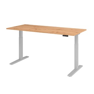 4032062188880 - HAMMERBACHER XMKA19 elektrisch höhenverstellbarer Schreibtisch asteiche rechteckig C-Fuß-Gestell silber 1800 x 800 cm