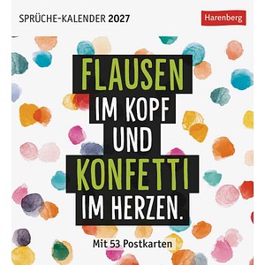 Harenberg - Postkartenkalender Positive Sprüche 2027 - Tischkalender
