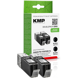 KMP C89D  schwarz Druckerpatronen kompatibel zu Canon 2x PGI-550 XL PGBK