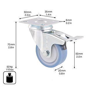 4001073052619 - Apparaterollen DELUXE Rad-Ø 50 mm VE 4 Stk Lenkrolle mit Feststeller