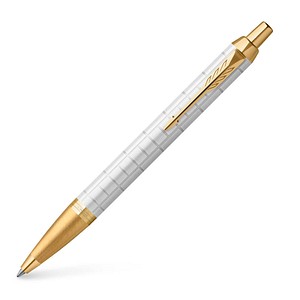 3026981436437 - IM Kugelschreiber | Perlfarbene Premium-Lackierung mit goldenen Zierteilen | Mittlere Schreibspitze mit blauer Nachfüllmine | Geschenkbox