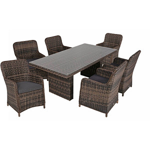 Garden Pleasure Sitzgruppe BORDEAUX, braun Kunststoff, Metall, 7-teilig