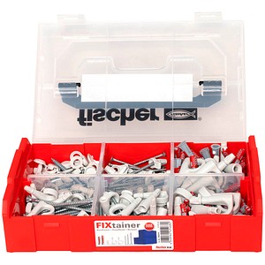 4048962454680 - fischer FixTainer - EasyHook 2K 563578 Dübel- und Schrauben-Sortiment Ø 4 5 6 8 mm 30 40 50 60 70 80 mm 228 Stück