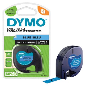 Dymo Schriftbandkassetten Kunststoff Laminiert - 12 Mm X 4 M, Auf Schwarz/Blau - Image 2