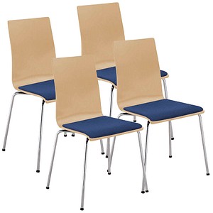 5901747065473 - Besucherstuhl Cafe VII buche blau   chrom ohne Armlehnen 4-Fuß-Gestell 5901747065473 4 Stück