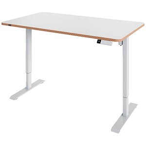 LEITZ Ergo höhenverstellbarer Schreibtisch weiß rechteckig abgerundet, T-Fuß-Gestell weiß 140,0 x 80,0 cm