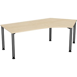 4038933415994 - Flex höhenverstellbarer Schreibtisch ahorn anthrazit L-Form 4-Fuß-Gestell grau 2166 x 1130 cm