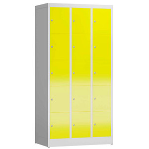 4061815857391 - Schließfachschrank ClassiX lichtgrau zinkgelb X-520536 15 Schließfächer 870 x 500 x 1800 cm 4061815857391 LÜLLMANN