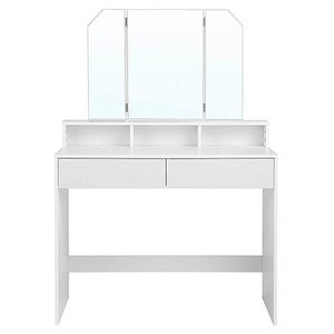 0194343002903 - Schminktisch weiß rechteckig Wangen-Gestell weiß 1000 x 400 x 1420 cm 0194343002903 VASAGLE