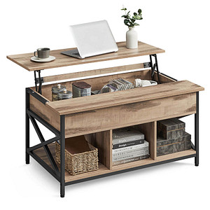 0194343194493 - Songmics - vasagle Couchtisch höhenverstellbarer Wohnzimmertisch Kaffeetisch offener und versteckter Stauraum X-Streben 60 x 100 x (48-62) cm