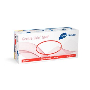 4250016460336 - Meditrade Gentle Skin® Grip Latex Untersuchungshandschuh Einmalhandschuh - Puderfrei unsteril Hohe Griffigkeit 1 Packung = 100 Stück Größe S