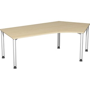 4038933416007 - Flex höhenverstellbarer Schreibtisch ahorn silber L-Form 4-Fuß-Gestell silber 2166 x 1130 cm