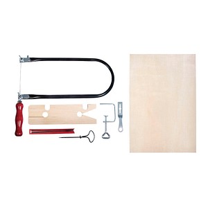 4006166345661 - Laubsäge-Set inkl Nagelbohrer + Sperrholzplatte weiß beige