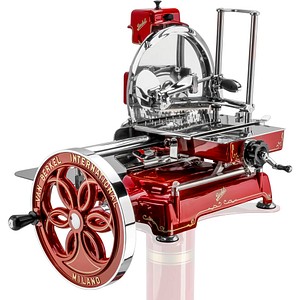 8050040425334 - PROMO BERKEL B114 rot - Schwungrad-Aufschnittmaschine + Sockel + 54-teiliges Set Steakmesser