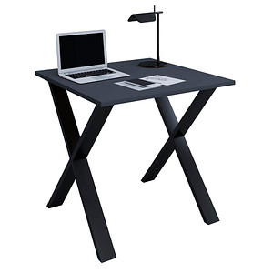 4051814432859 - Premium Büromöbel Schreibtisch Lona X Schwarz (Farbe Anthrazit Ausführung H 76 x B 80 x T 80 cm)