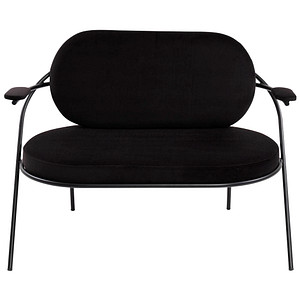 3660141960587 - Zweisitzer Sofa Meet by Paperflow Saturne mit Armlehnen B 1180 x T 730 x H 880 mm Stahlrohr Samt Schwarz Schwarz