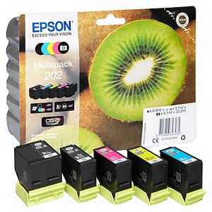 EPSON 202/T02E74  schwarz, Foto schwarz, cyan, magenta, gelb Druckerpatronen, 5er-Set