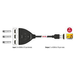 4043619186006 - HDMI UHD Switch 3 x HDMI in > 1 x HDMI out 4K - Video Audio-Schalter - 3 Anschlüsse 4043619186006 - HDMI UHD Switch 3 x HDMI in > 1 x HDMI out 4K - Video Audio-Schalter - 3 Anschlüsse