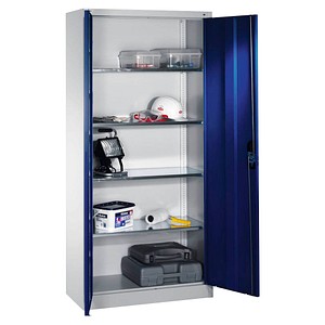 4067521583500 - CP Stahlschrank 08920-00 S10098 lichtgrau enzianblau 930 x 400 x 1950 cm aufgebaut