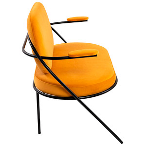3660141960600 - Zweisitzer Sofa Meet by Paperflow Saturne mit Armlehnen B 1180 x T 730 x H 880 mm Stahlrohr Samt Schwarz Safran
