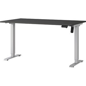 4005949802599 - GERMANIA Boras höhenverstellbarer Schreibtisch grafit rechteckig T-Fuß-Gestell silber 1400 x 800 cm