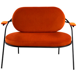 3660141960594 - Zweisitzer Sofa Meet by Paperflow Saturne mit Armlehnen B 1180 x T 730 x H 880 mm Stahlrohr Samt Schwarz Rost 3660141960594 - Zweisitzer Sofa Meet by Paperflow Saturne mit Armlehnen B 1180 x T 730 x H 880 mm Stahlrohr Samt Schwarz Rost
