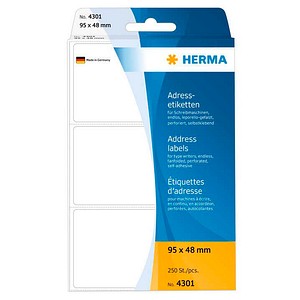 HERMA Adressetiketten 4301 weiß 95,0 x 48,0 mm, 250 Etiketten 