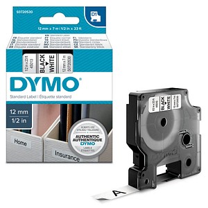 Beschriftungsband D1 S0720530, 12 mm schwarz auf weiß