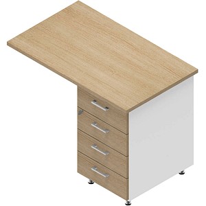 Quadrifoglio Standcontainer weiß, eiche hell 4 Auszüge Kunststoff-Stangengriff weiß 100,0 x 60,0 x 75,0 cm