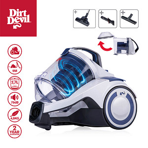 8711252475349 - Staubsauger ohne Beutel DD2504 - HEPA 12 Filter - 3 Aufsätze - 700W - Weiß