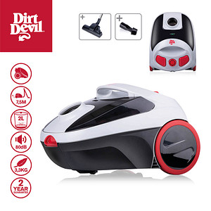 8711252475370 - Staubsauger mit Beutel DD2001 - HEPA 10 Filter - 2 Aufsätze - 800W - Grau Rot