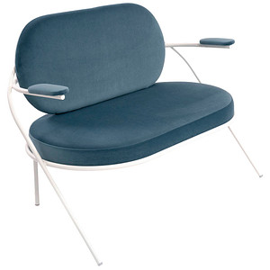 3660141960662 - Zweisitzer Sofa Meet by Paperflow Saturne mit Armlehnen B 1180 x T 730 x H 880 mm Stahlrohr Samt Weiß Blau