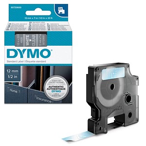 Beschriftungsband D1 S0720600, 12 mm weiß auf transparent