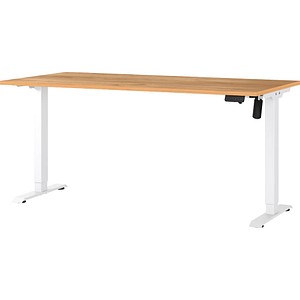 4005949802674 - GERMANIA Boras höhenverstellbarer Schreibtisch navarra-eiche rechteckig T-Fuß-Gestell weiß 1600 x 800 cm