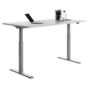 Topstar E-Table elektrisch höhenverstellbarer Schreibtisch lichtgrau rechteckig, T-Fuß-Gestell grau 160,0 x 80,0 cm