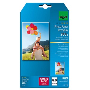 SIGEL Fotopapier IP719 10,0 x 15,0 cm hochglänzend 200 g/qm 72 Blatt