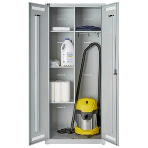 BISLEY LIGHT Putzmittelschrank GL08AZ-245 GL08AZ645 lichtgrau 4 Fachböden 80,0 x 50,0 x 185,0 cm, aufgebaut, 1 St.