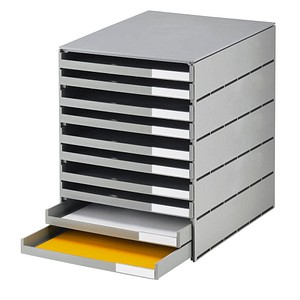 Schubladenbox styroval grau DIN C4 mit 10 Schubladen