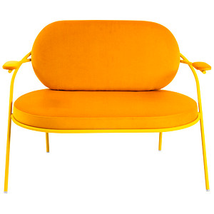 3660141960761 - Zweisitzer Sofa Meet by Paperflow Saturne mit Armlehnen B 1180 x T 730 x H 880 mm Stahlrohr Samt Safran Safran